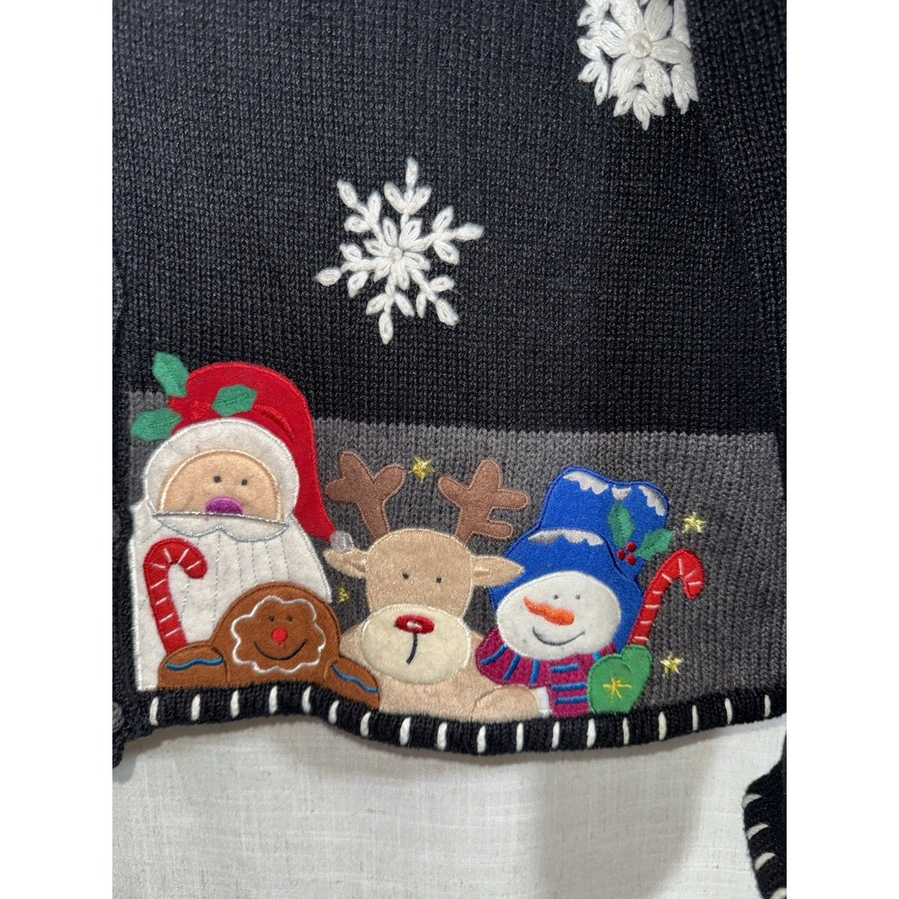 Vintage Designers Studio Christmas Women's L Sweater Cardigan Santa Snowman - Picture 5 of 10